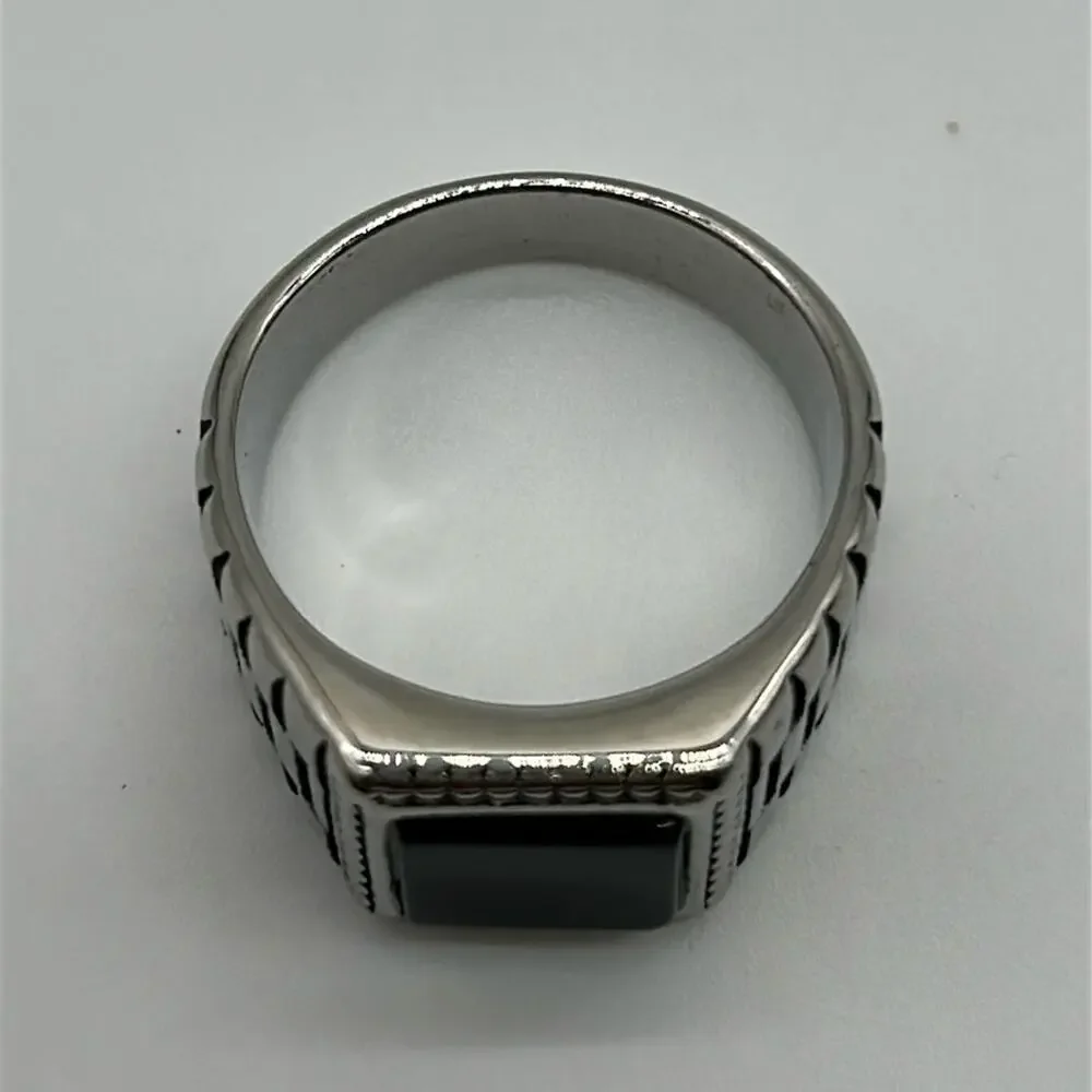 Black Stone Handmade Men’s Ring – Size 12.5 – Stainless Steel – NWT